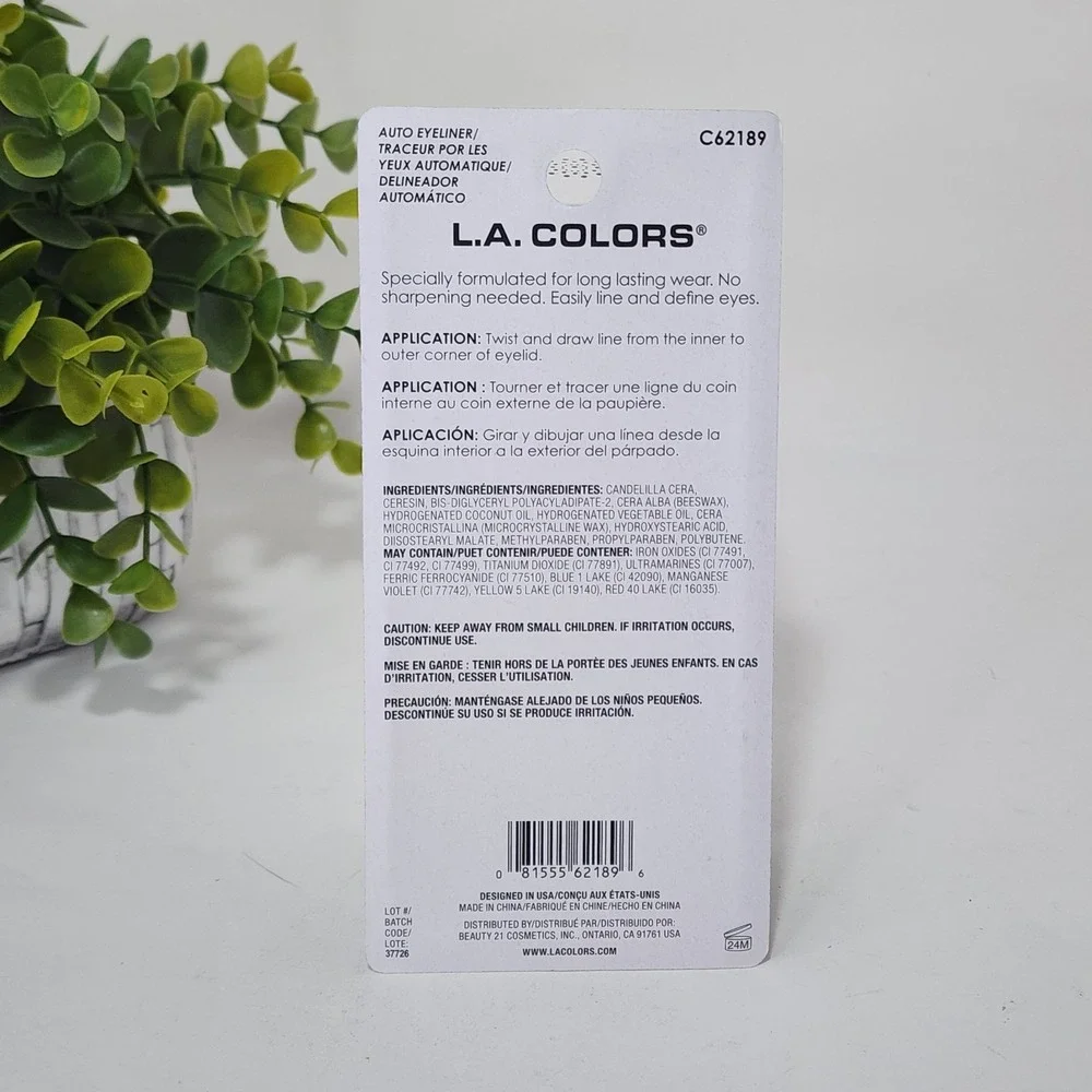 L.A. COLORS Auto Eyeliner Black C62189 Smudge Proof Pencil ~ Cruelty-Free ~ New